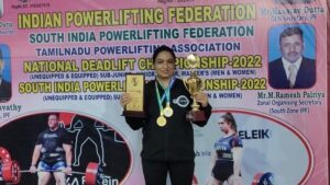 चेन्नई पावर लिफ्टिंग प्रतियोगिता में हरिद्वार की महिला खिलाड़ी ने जीता खिताब