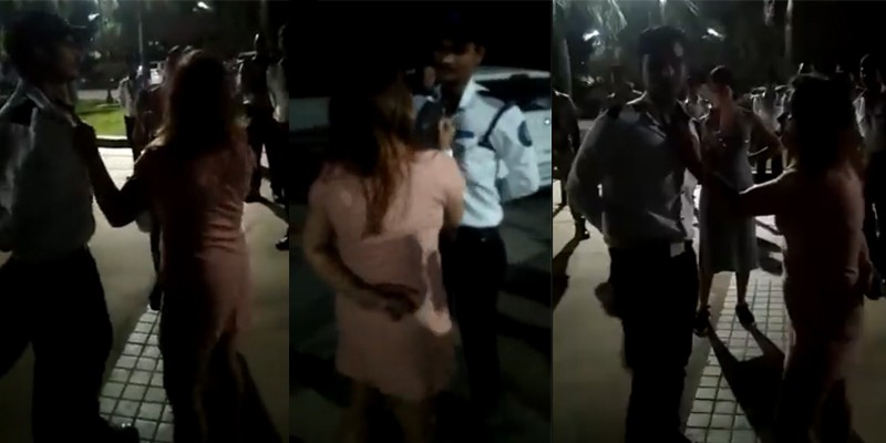 noida society girl misbehaved security guard video viral