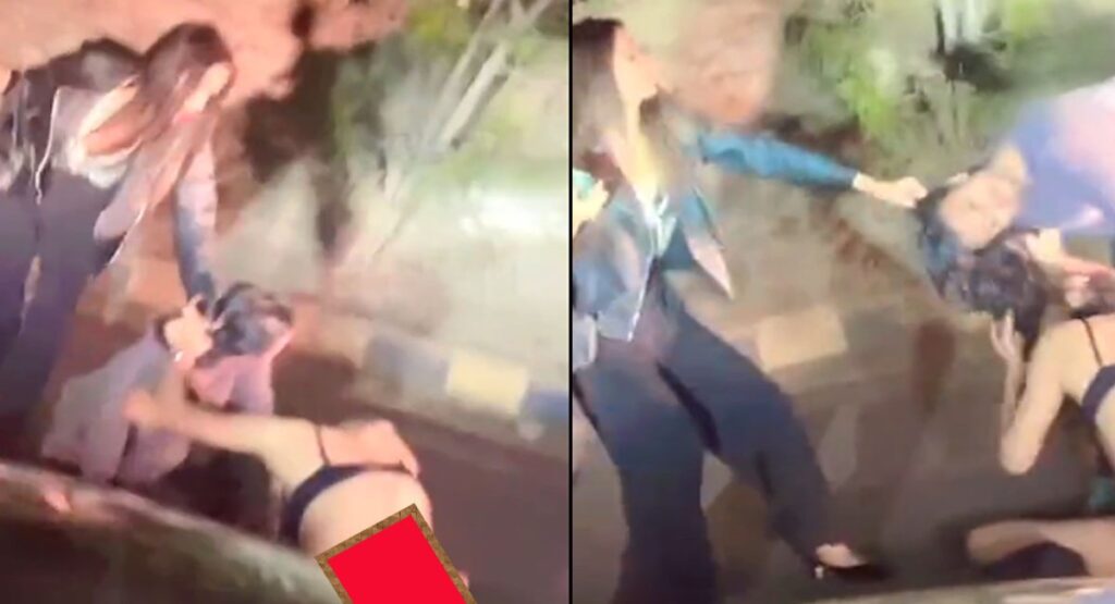 viral video of girls fighting on road side on social media new year 2023