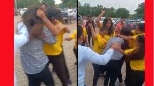 Girls Fight Viral Video टैक्सी कंपनी की कर्मचारियों ने युवती को पीटा, एयरपोर्ट के बाहर की घटना, केस