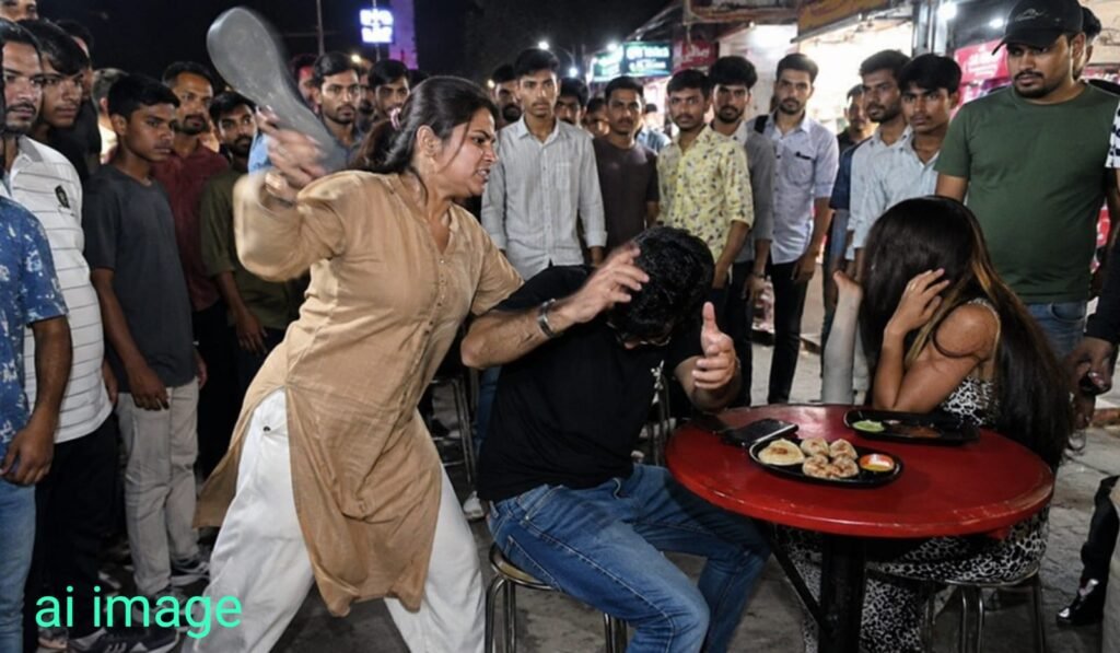 प्रेमिका संग मोमोज खा रहे पति को पत्नी ने रंगे हाथ पकड़ा, चप्पलों से की पिटाई, हरिद्वार का मामला, देखें वीडियो