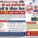 Akums Drugs सहित हरिद्वार की कई कंपिनयों की दवाईयों के सैंपल फेल, देश भर में 280 दवाएं जांच में फेल
