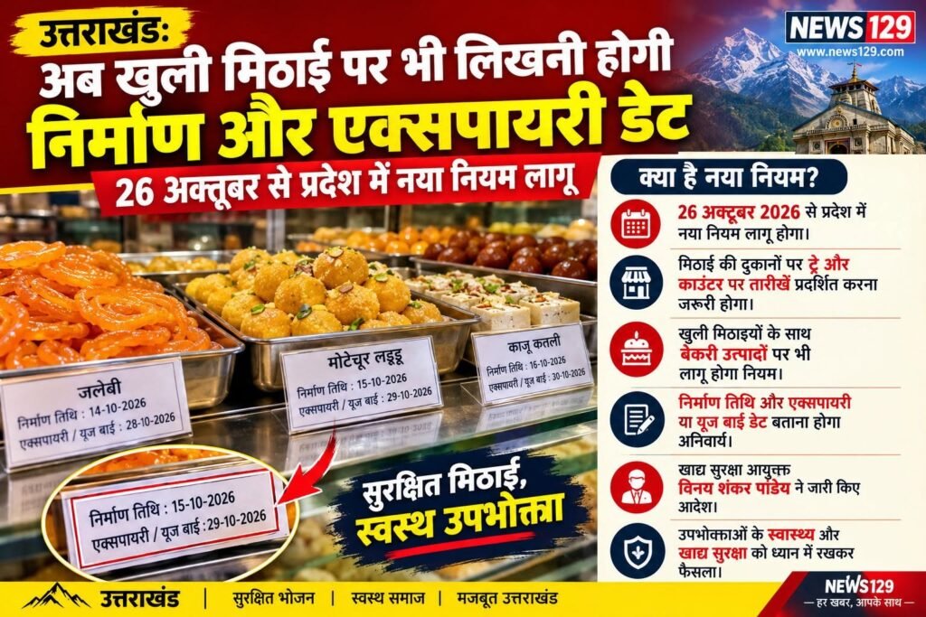 Uttarakhand News : मिठाईयों पर लिखना होगा कब बनी, कब होगी एक्सपायर, बेकरी उत्पादों पर भी लागू नियम, न लिखने पर होगा एक्शन